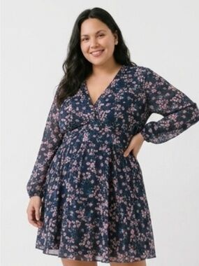 Swimsuit Dress Floral and Navy Blue One- Piece Bloomchic